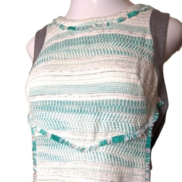 RACHEL ROY LA Story Tide Pool Teal Gray Textured Fringe Sleeveless Dress 14 NEW - Picture 14 of 15
